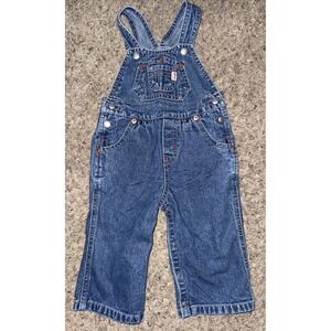 90s Vtg Guess Overalls baby girls Size 12 Months Triangle Logo Pleated Snap Legs